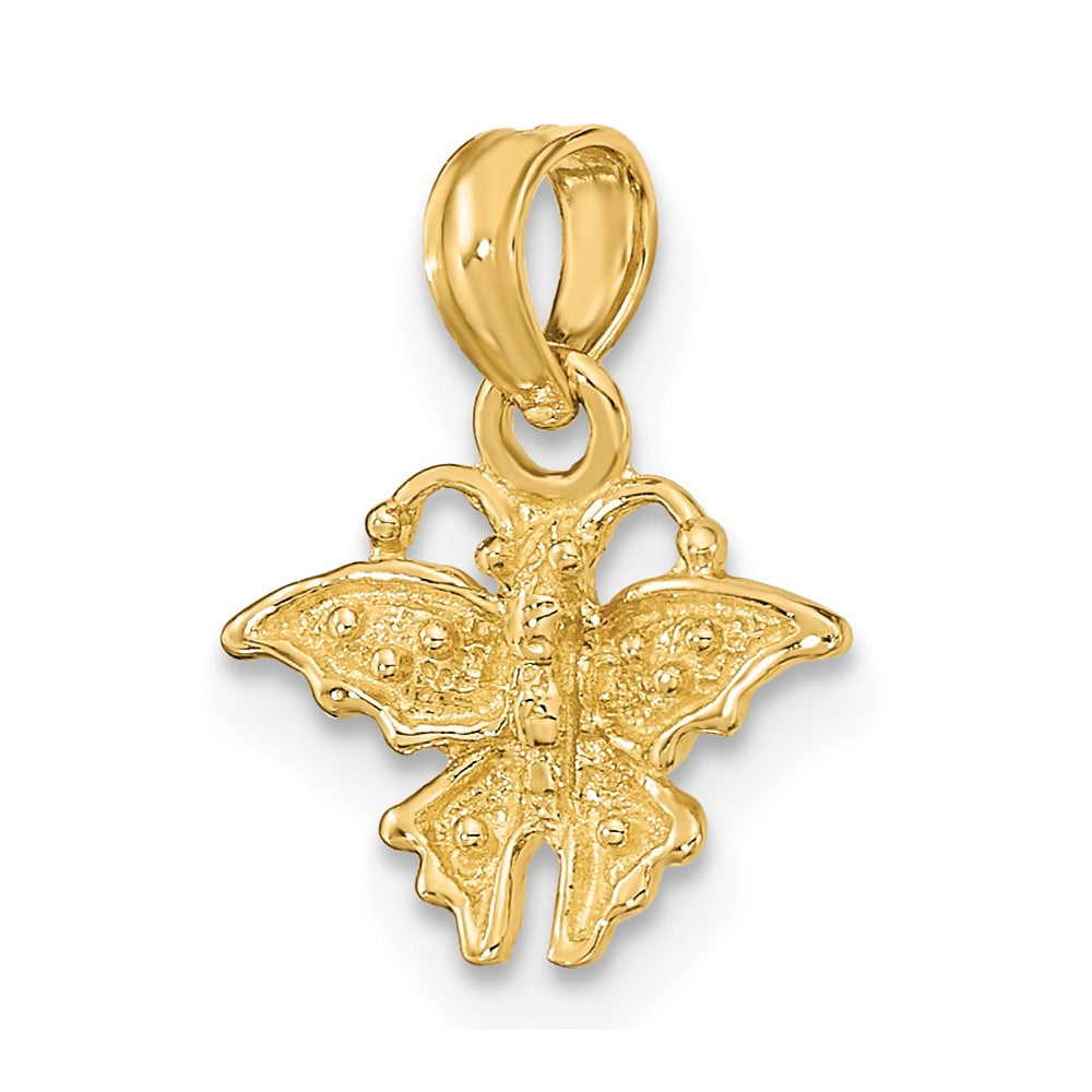 10k Yellow Gold 11.7 mm Textured Mini Butterfly Charm (0.51 grams)