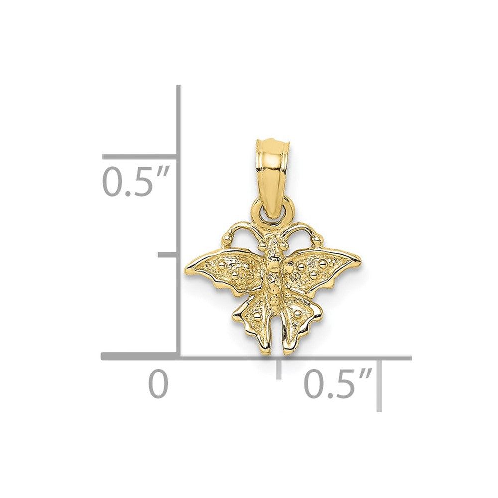 10k Yellow Gold 11.7 mm Textured Mini Butterfly Charm (0.51 grams)