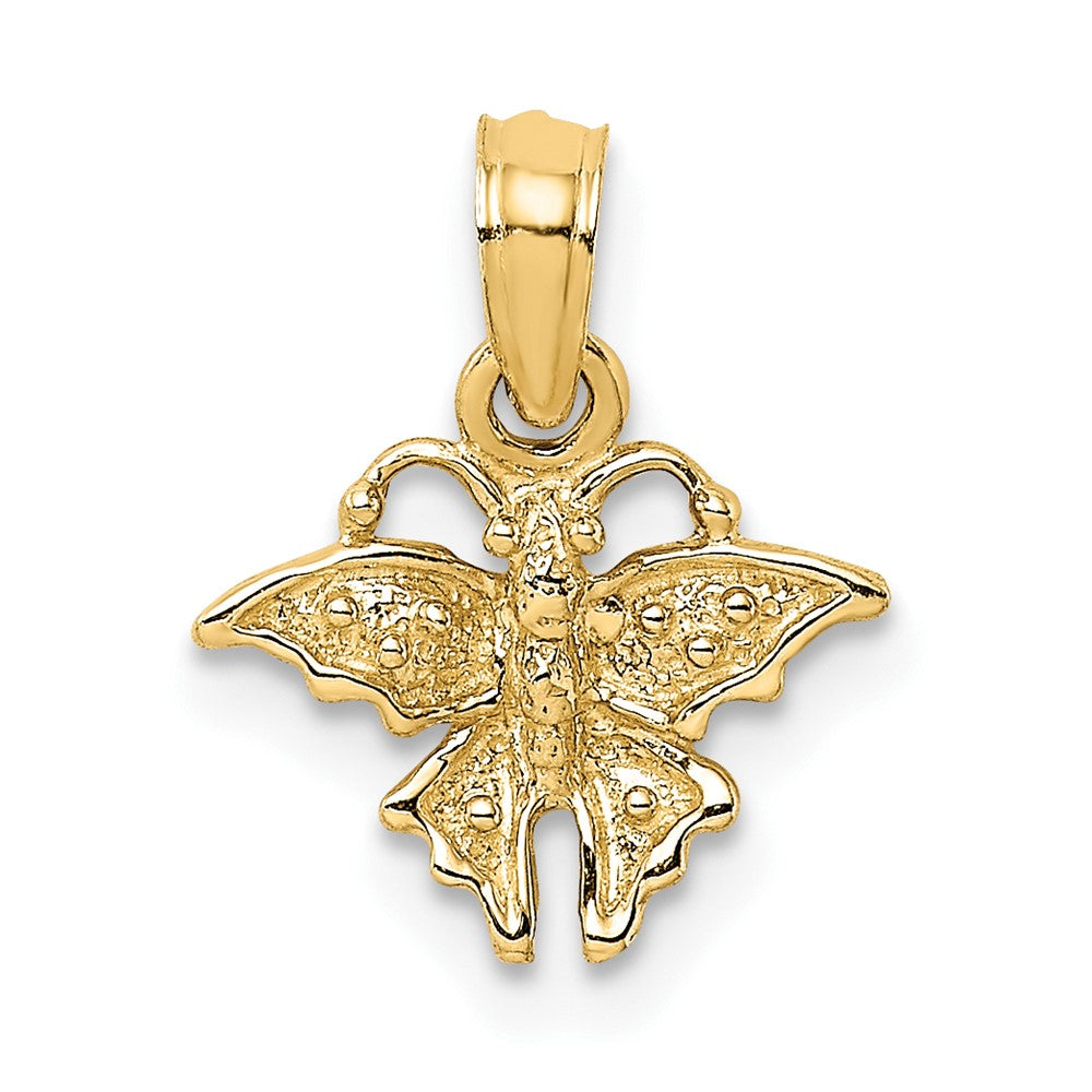 10k Yellow Gold 11.7 mm Textured Mini Butterfly Charm (0.51 grams)