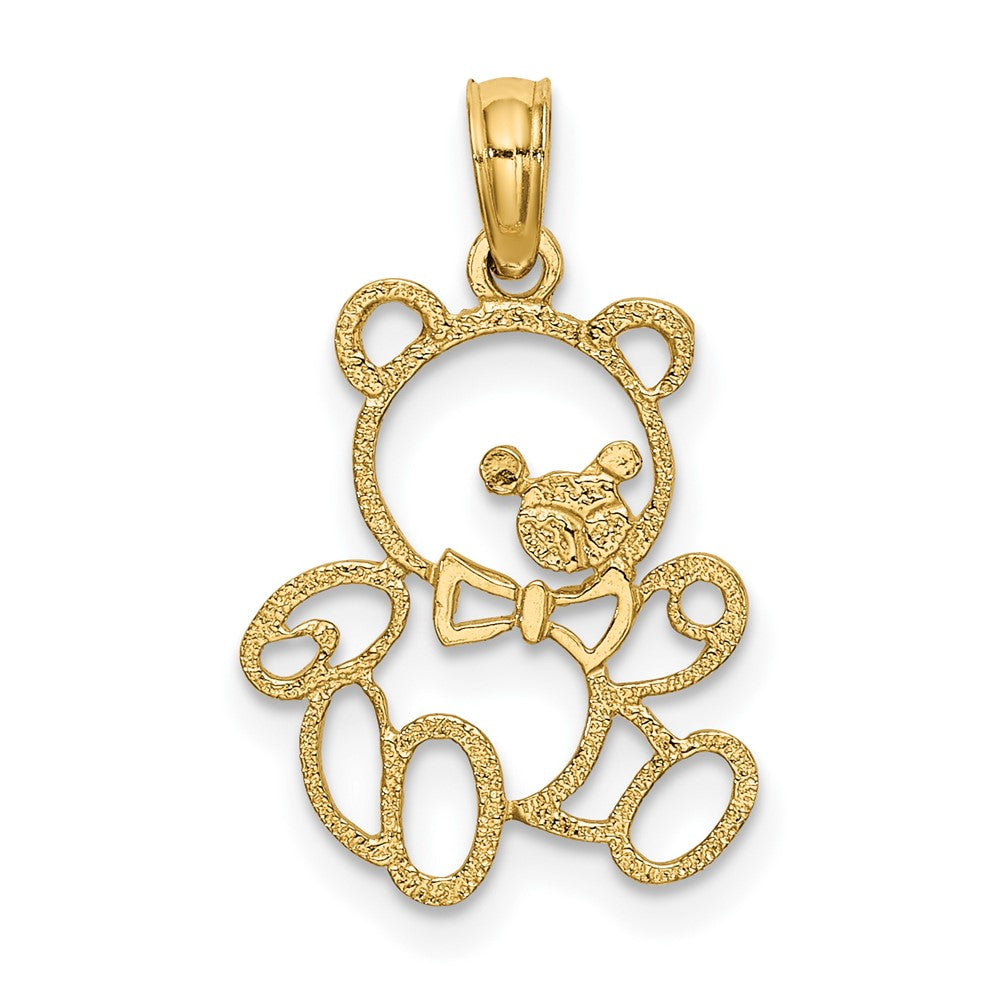 10k Yellow Gold 13 mm Cut Out Teddy Bear Charm (0.62 grams)