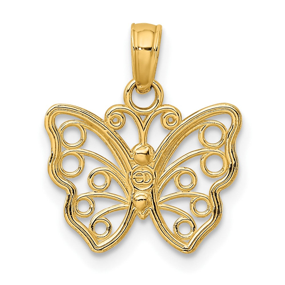 10k Yellow Gold 14 mm Cut-Out Small Butterfly Charm (0.69 grams)