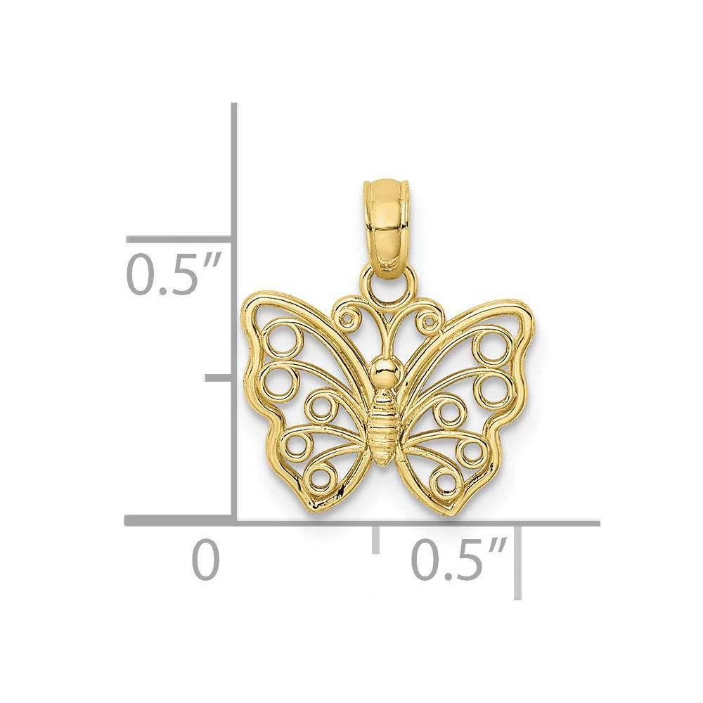 10k Yellow Gold 14 mm Cut-Out Small Butterfly Charm (0.69 grams)