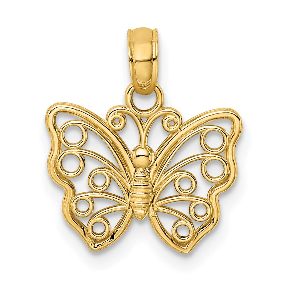 10k Yellow Gold 14 mm Cut-Out Small Butterfly Charm (0.69 grams)