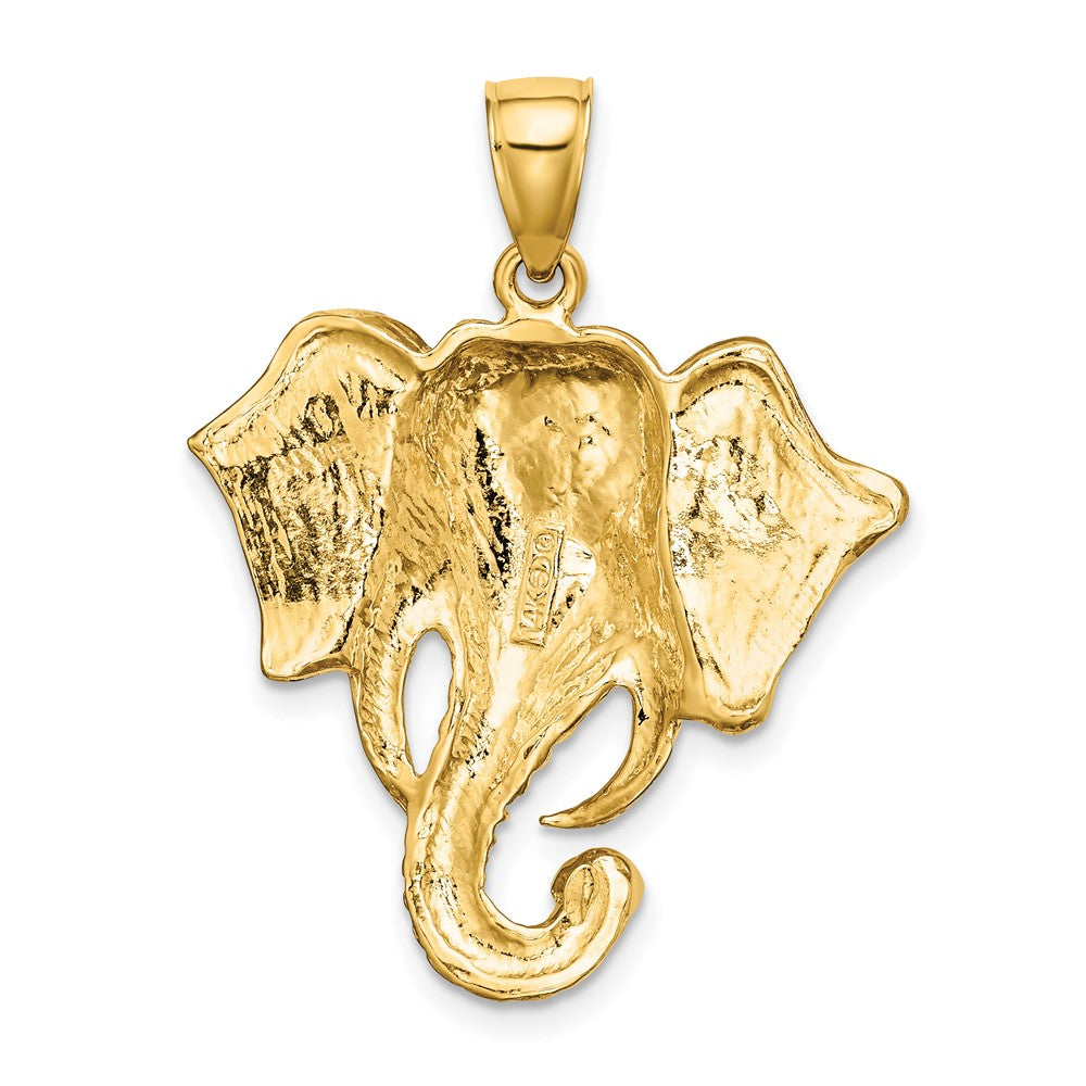 10k Yellow Gold 26.16 mm 2-D Elephant Head w/ Twisted Trunk Charm (4.73 grams)