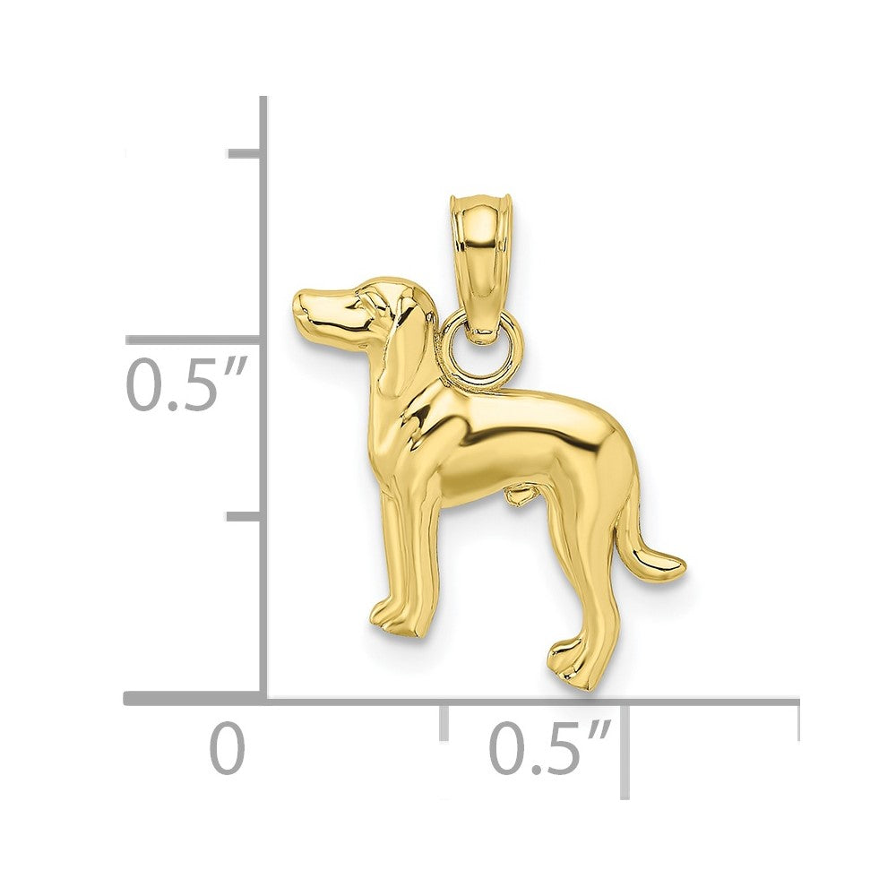 10k Yellow Gold 13.25 mm 2-D Greyhound Dog Charm (0.65 grams)