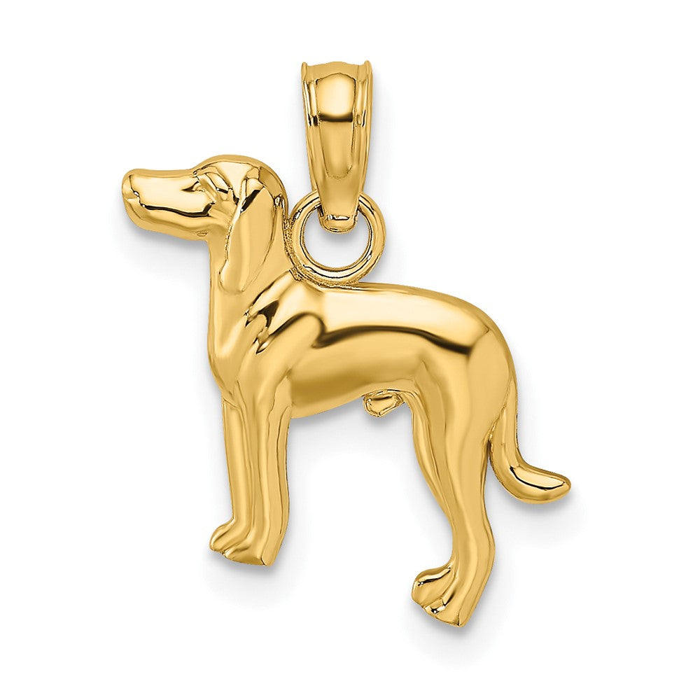 10k Yellow Gold 13.25 mm 2-D Greyhound Dog Charm (0.65 grams)