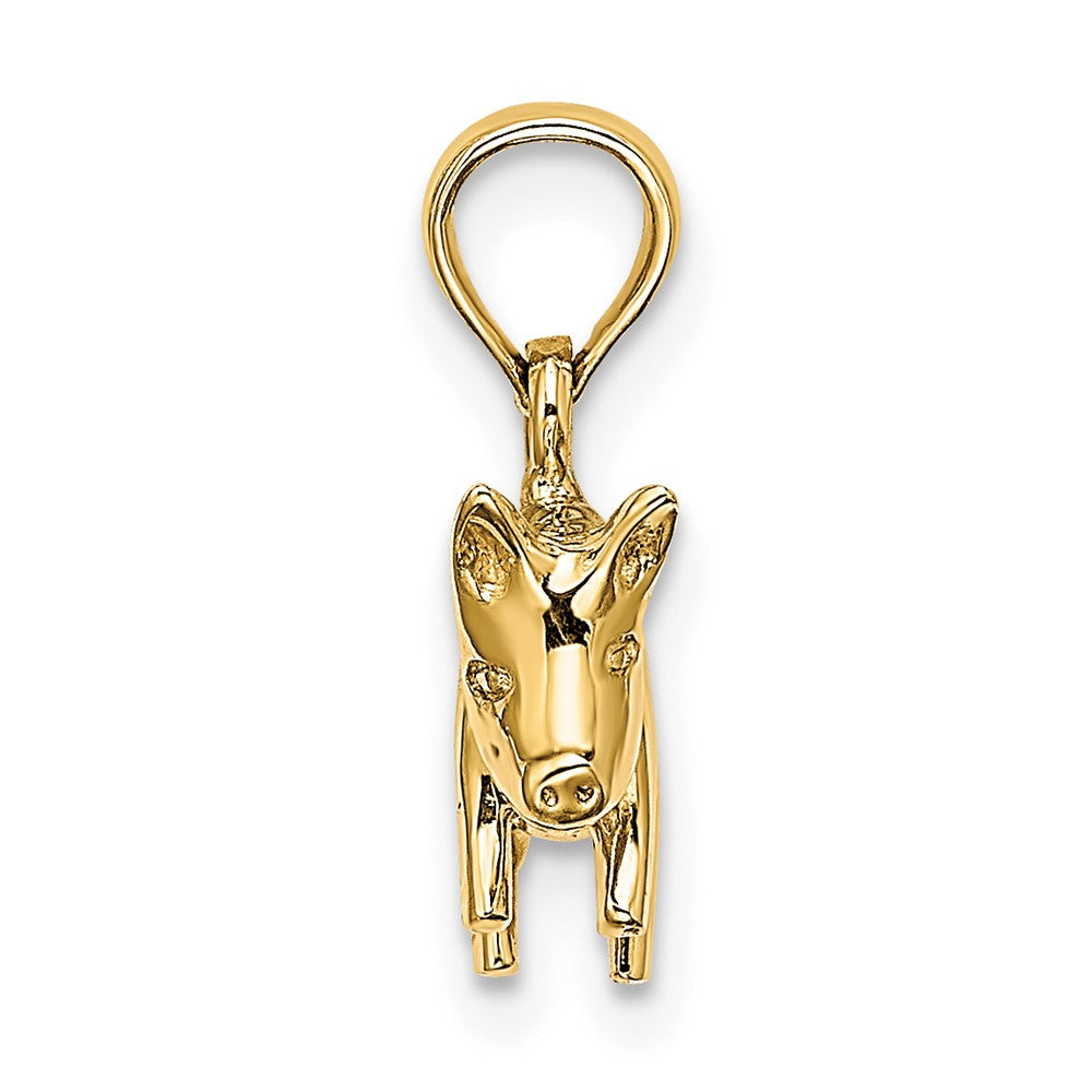 10k Yellow Gold 15.06 mm 3-D Polished Pig with Curly Tail Charm