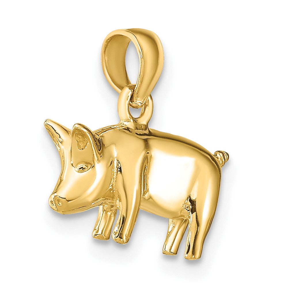 10k Yellow Gold 15.06 mm 3-D Polished Pig with Curly Tail Charm (1.98 grams)