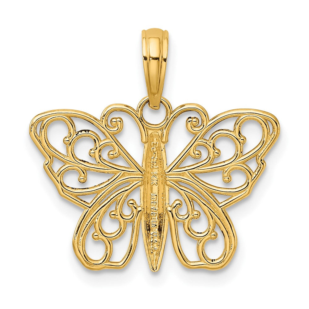 10k Yellow Gold 20.1 mm Filigree Butterfly Charm (1.15 grams)