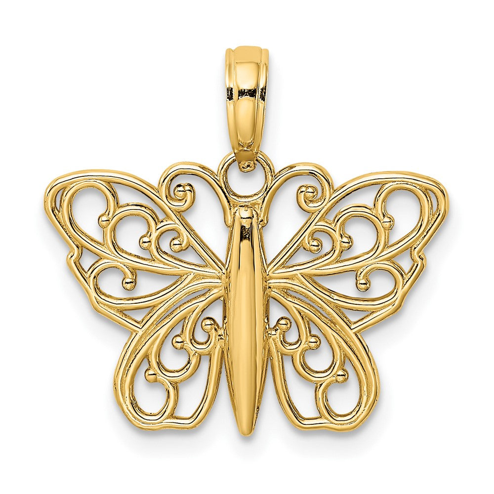 10k Yellow Gold 20.1 mm Filigree Butterfly Charm (1.15 grams)