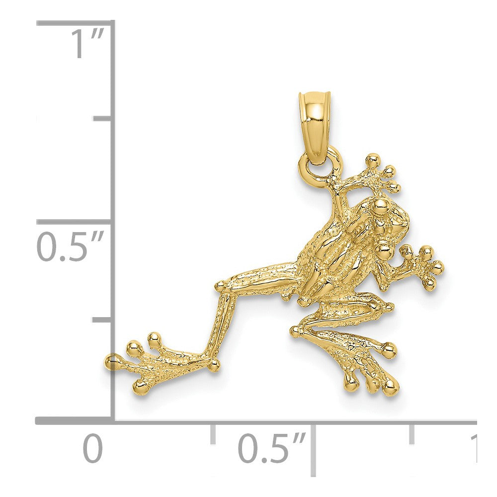 10k Yellow Gold 23.6 mm 2-D Textured Frog Charm (1.11 grams)