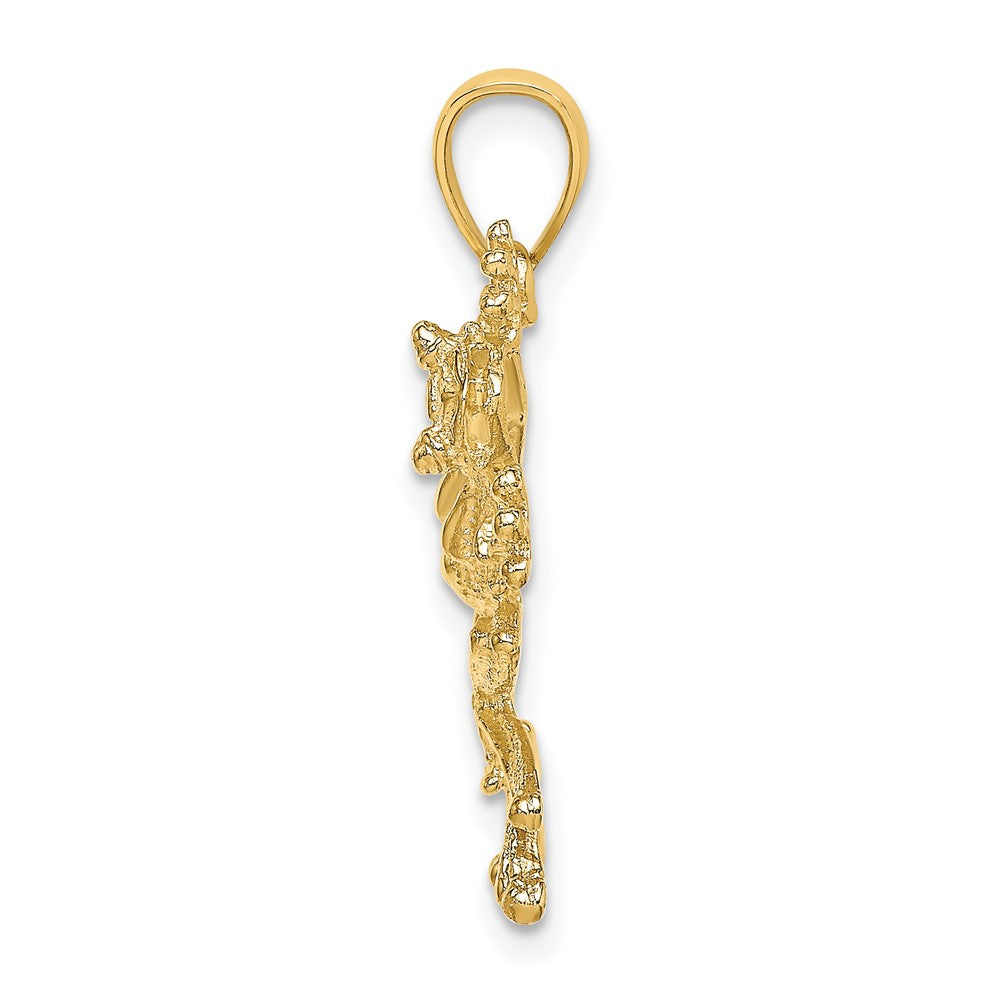 10k Yellow Gold 30.75 mm 2-D Textured Frog Charm (1.91 grams)