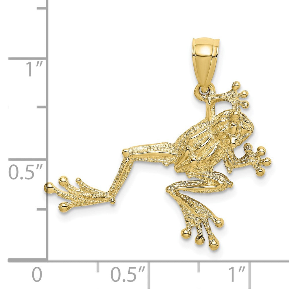 10k Yellow Gold 30.75 mm 2-D Textured Frog Charm (1.91 grams)