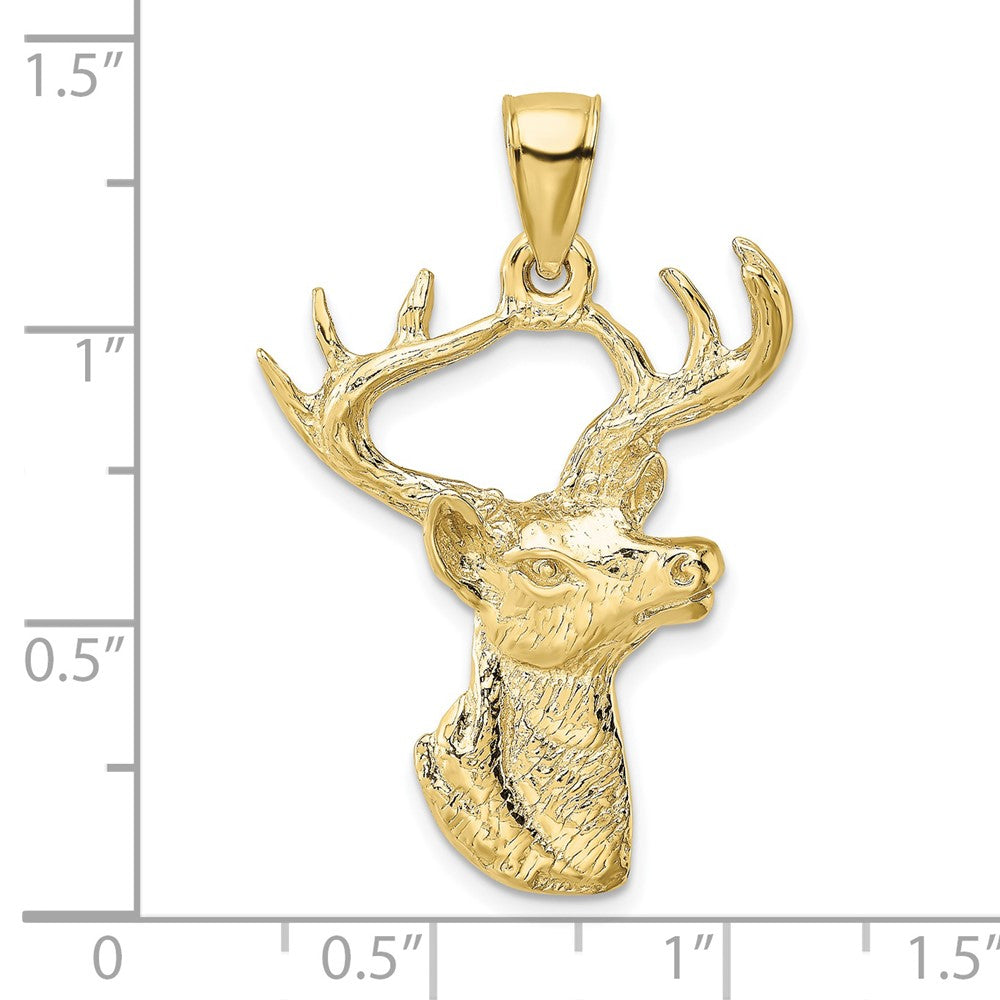 10k Yellow Gold 22.15 mm Deer Head Profile Charm (3.37 grams)