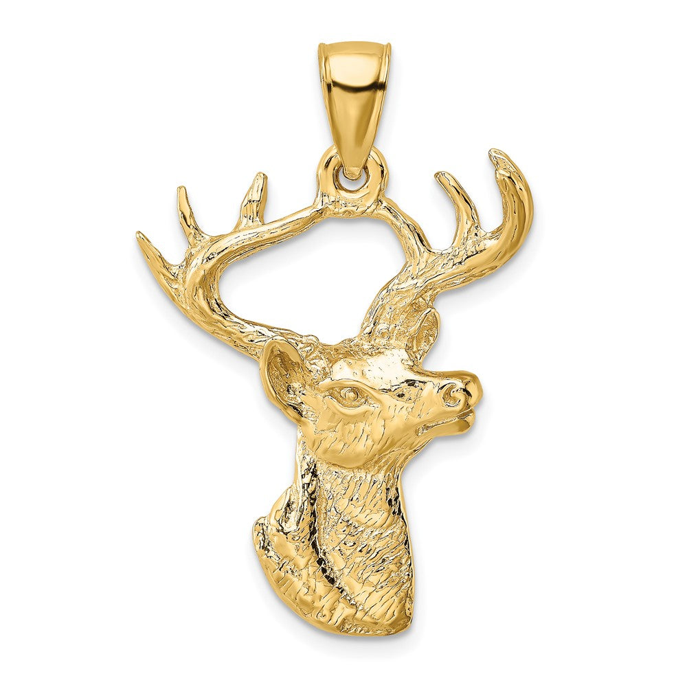 10k Yellow Gold 22.15 mm Deer Head Profile Charm (3.37 grams)