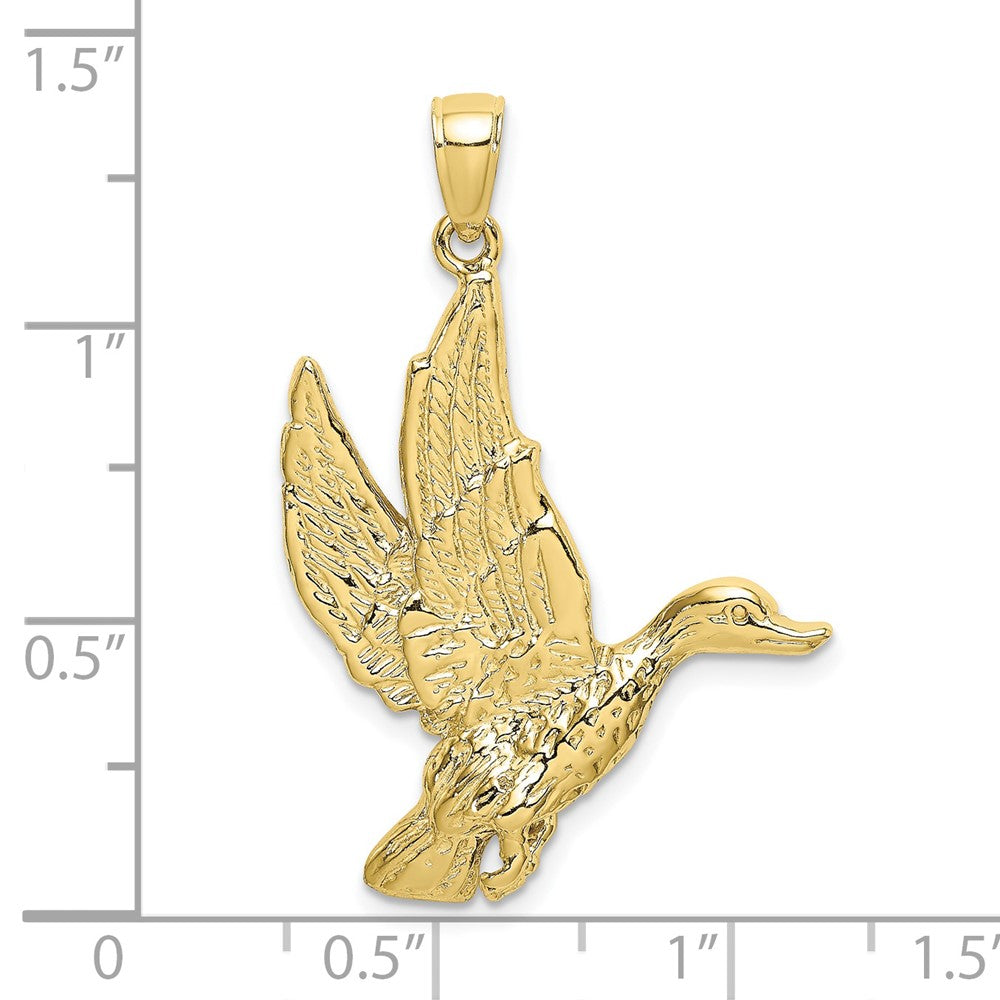 10k Yellow Gold 25.25 mm Flying Mallard Duck Charm (3.96 grams)