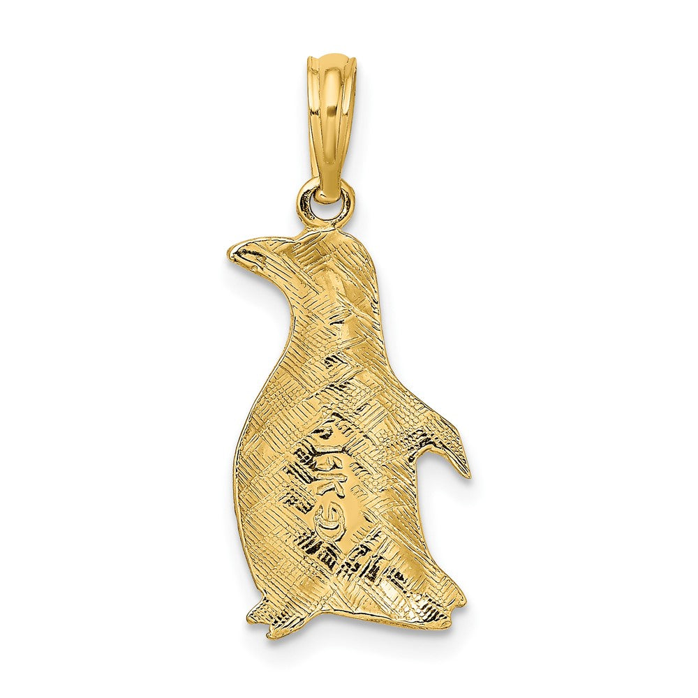 10k Yellow Gold 11.1 mm 2-D Polished and Engraved Penguin Charm (1.24 grams)