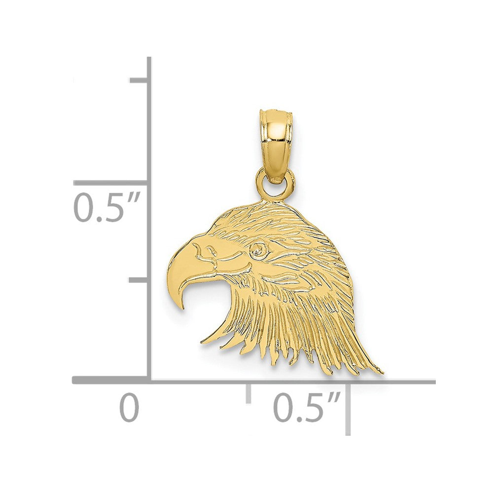 10k Yellow Gold 16.2 mm Engraved Flat Eagle Head Charm (0.75 grams)