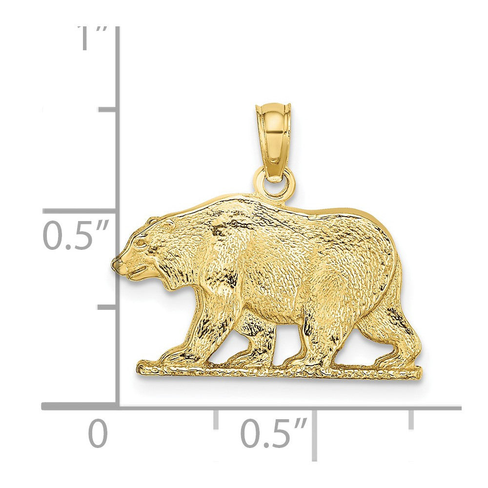 10k Yellow Gold 20.56 mm Textured Bear Charm (1.75 grams)