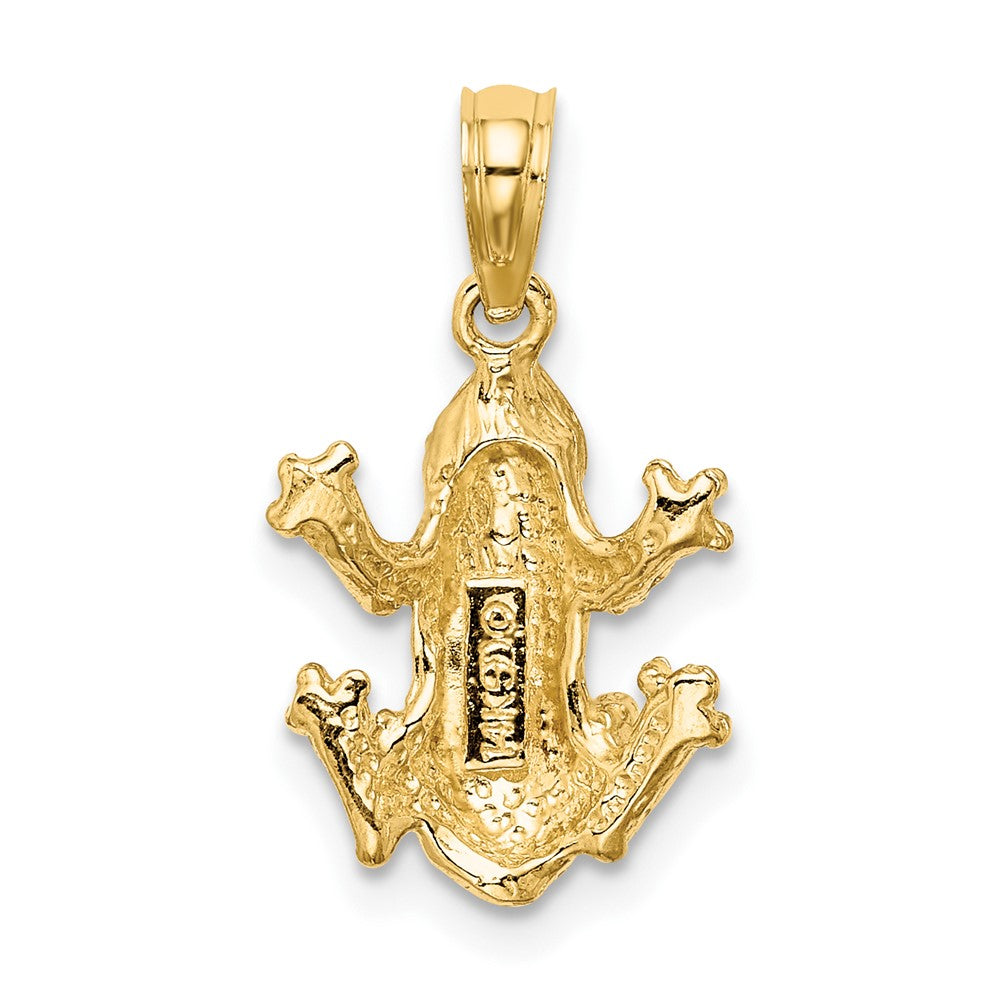 10k Yellow Gold 11.55 mm Textured Top View FROG Charm (1.49 grams)