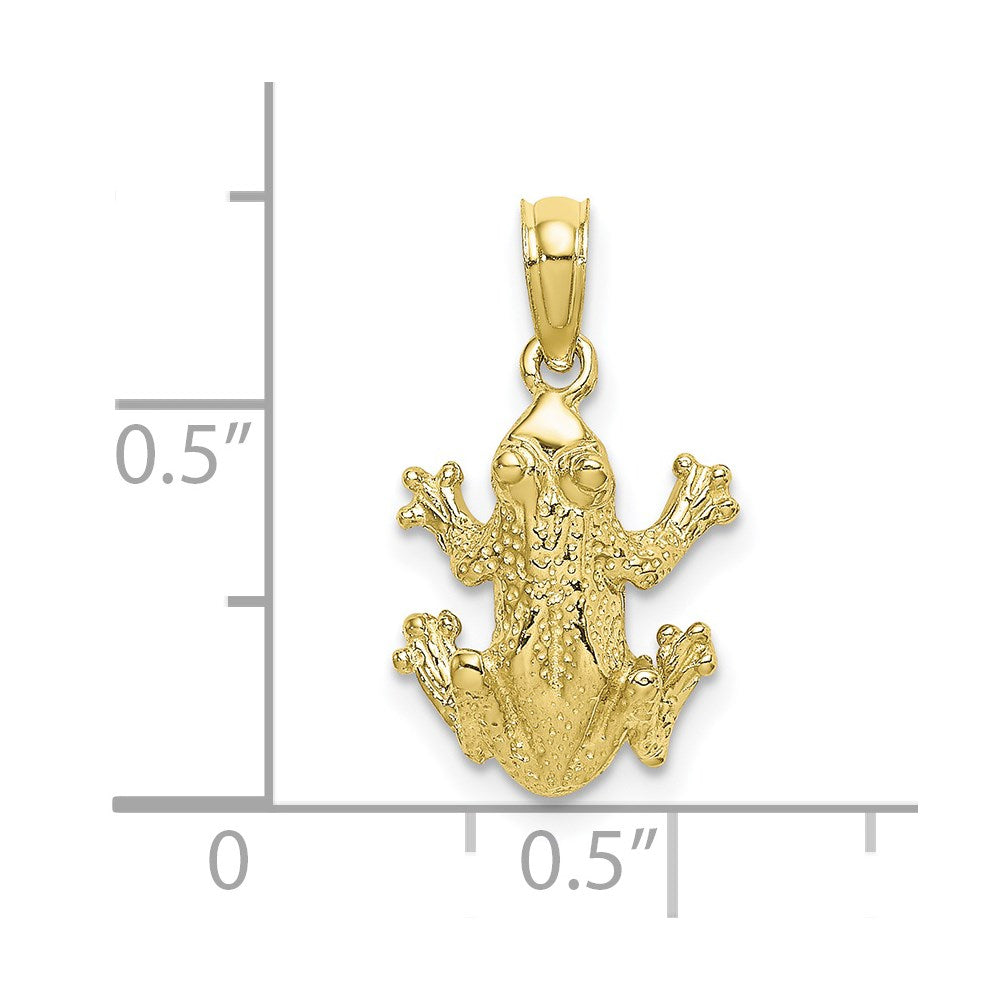 10k Yellow Gold 11.55 mm Textured Top View FROG Charm (1.49 grams)