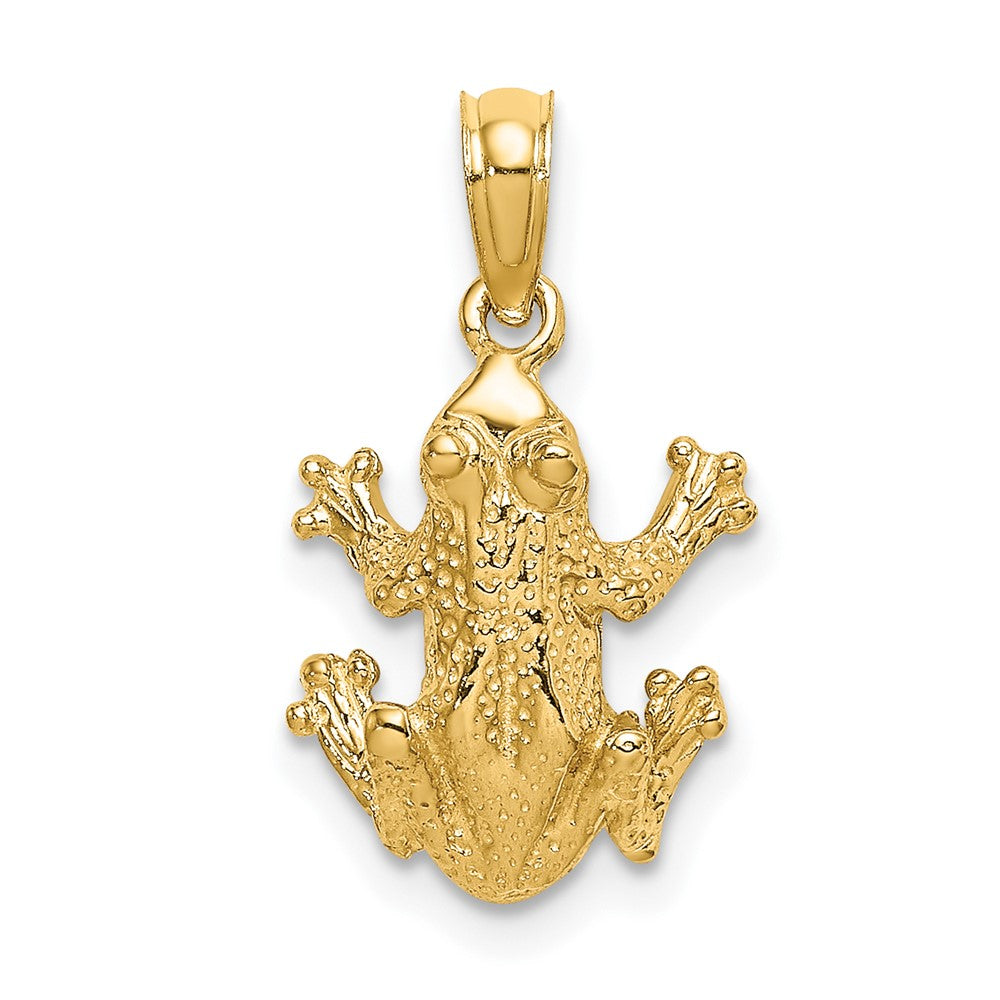 10k Yellow Gold 11.55 mm Textured Top View FROG Charm (1.49 grams)