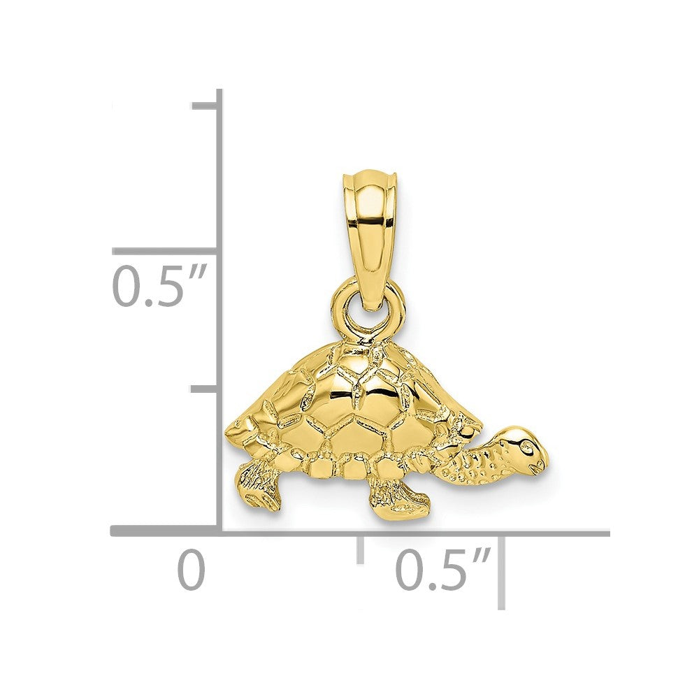 10k Yellow Gold 13.5 mm Polished and Engraved Mini Turtle Charm (0.6 grams)