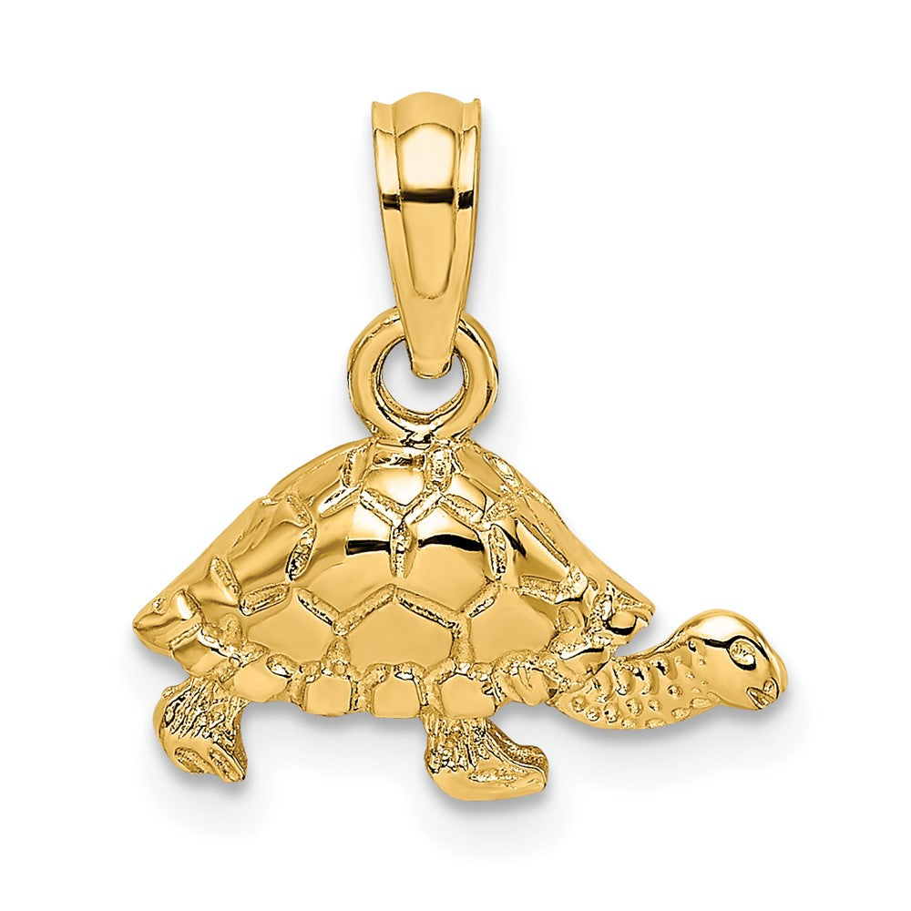 10k Yellow Gold 13.5 mm Polished and Engraved Mini Turtle Charm (0.6 grams)