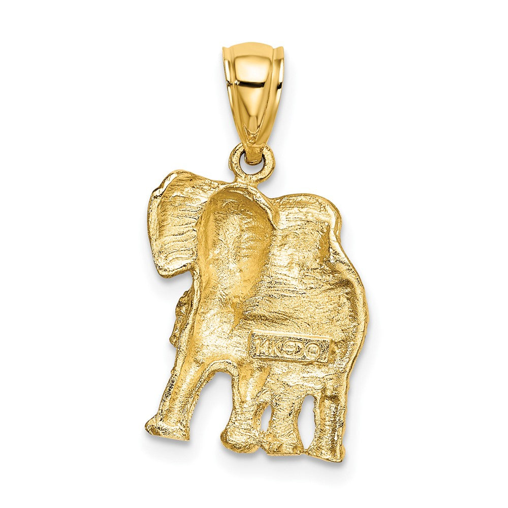 10k Yellow Gold 13.5 mm 2-D Elephant w/ Raised Trunk Charm (2.41 grams)