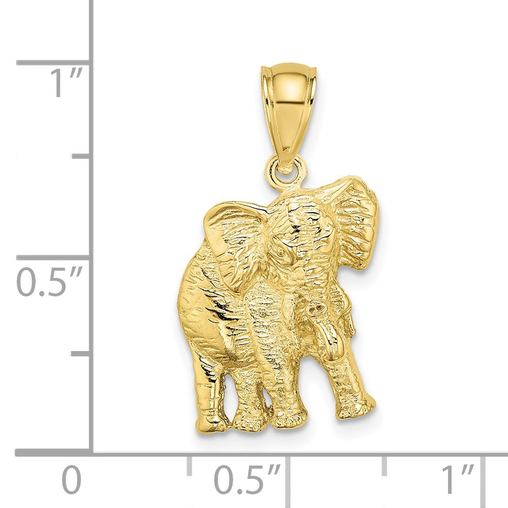 10k Yellow Gold 13.5 mm 2-D Elephant w/ Raised Trunk Charm (2.41 grams)