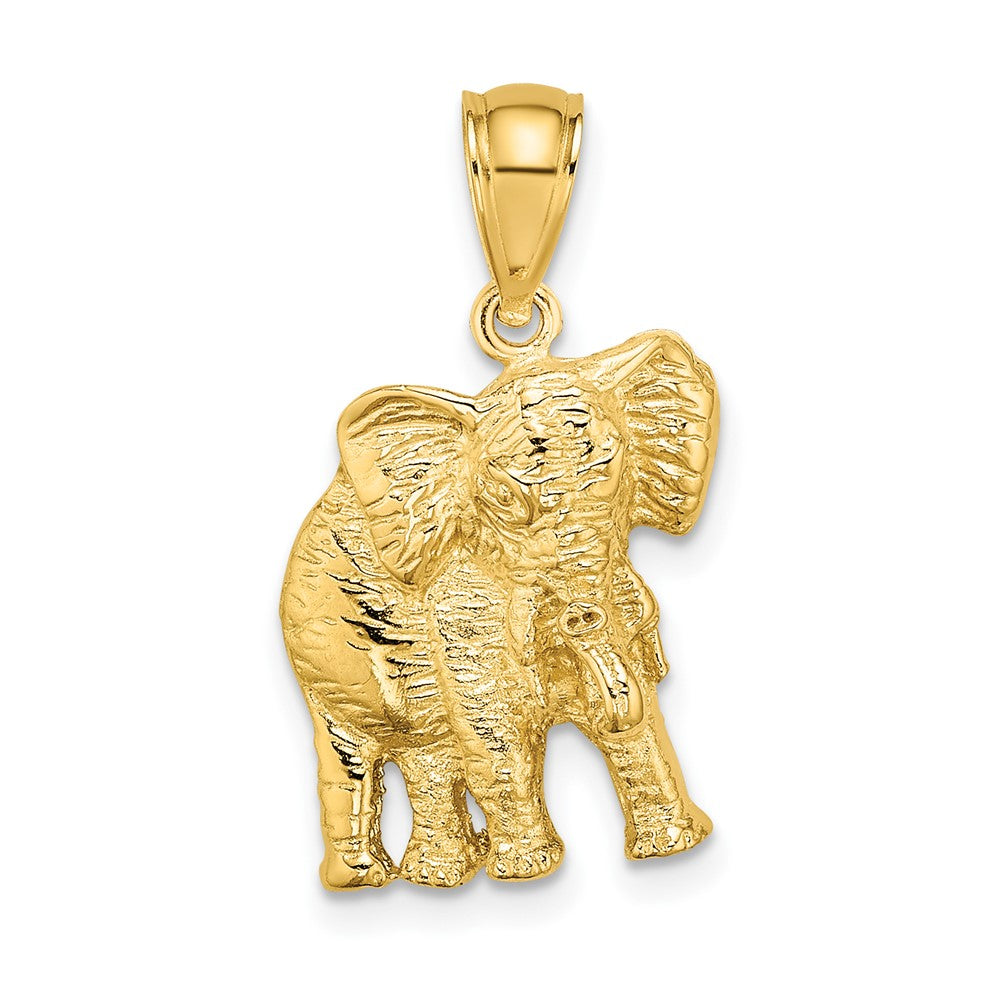 10k Yellow Gold 13.5 mm 2-D Elephant w/ Raised Trunk Charm (2.41 grams)