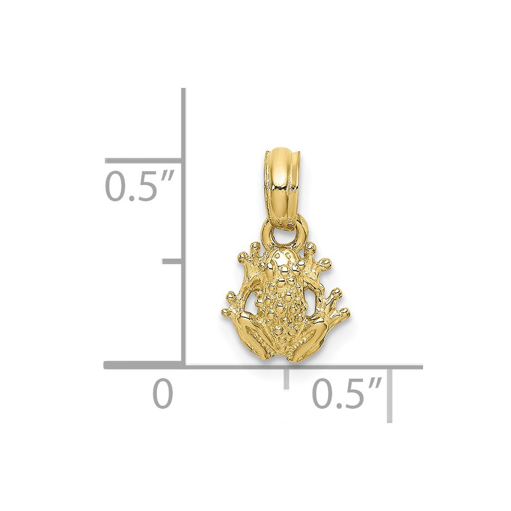 10k Yellow Gold 8.2 mm Textured Miniature Frog Charm (0.59 grams)