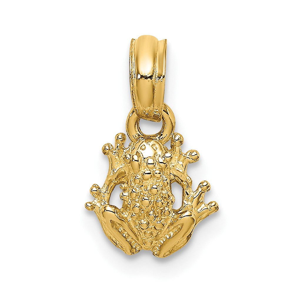 10k Yellow Gold 8.2 mm Textured Miniature Frog Charm (0.59 grams)