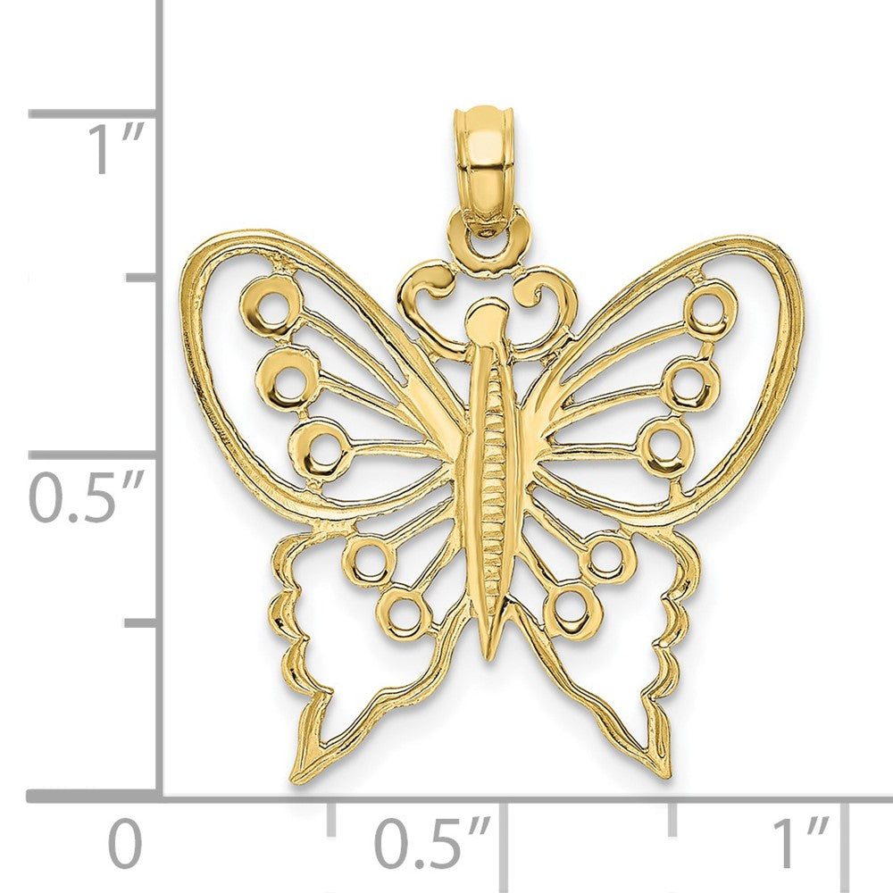 10k Yellow Gold 24.05 mm Cut-Out Butterfly Charm (1.22 grams)