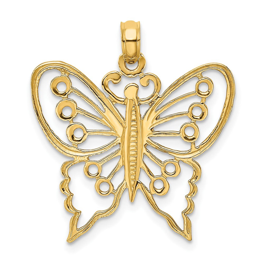 10k Yellow Gold 24.05 mm Cut-Out Butterfly Charm (1.22 grams)