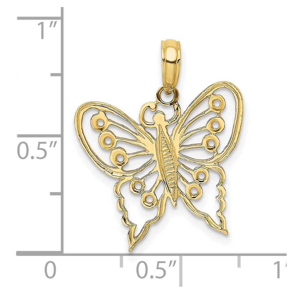 10k Yellow Gold 19.3 mm Cut-Out Butterfly Charm (0.87 grams)