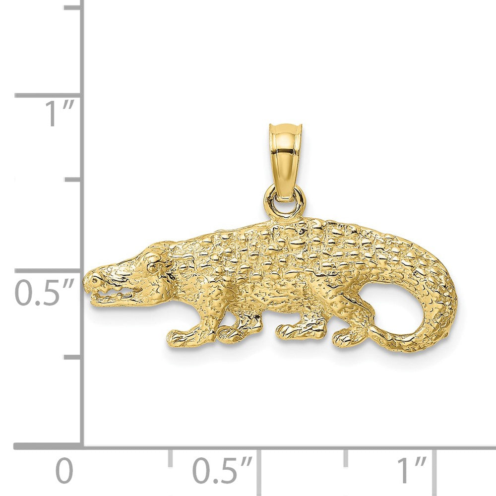 10k Yellow Gold 26.25 mm 2-D Textured Alligator Charm (1.85 grams)