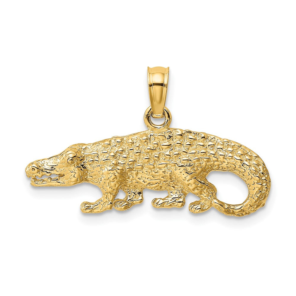 10k Yellow Gold 26.25 mm 2-D Textured Alligator Charm (1.85 grams)