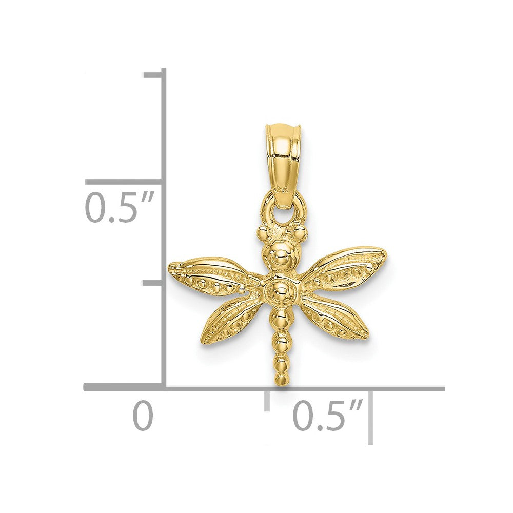 10k Yellow Gold 14.4 mm 2-D Mini Dragonfly w/Solid Wings Charm (0.94 grams)