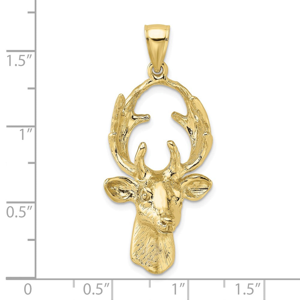 10k Yellow Gold 18.4 mm 3-D Deer Head Charm (8.93 grams)