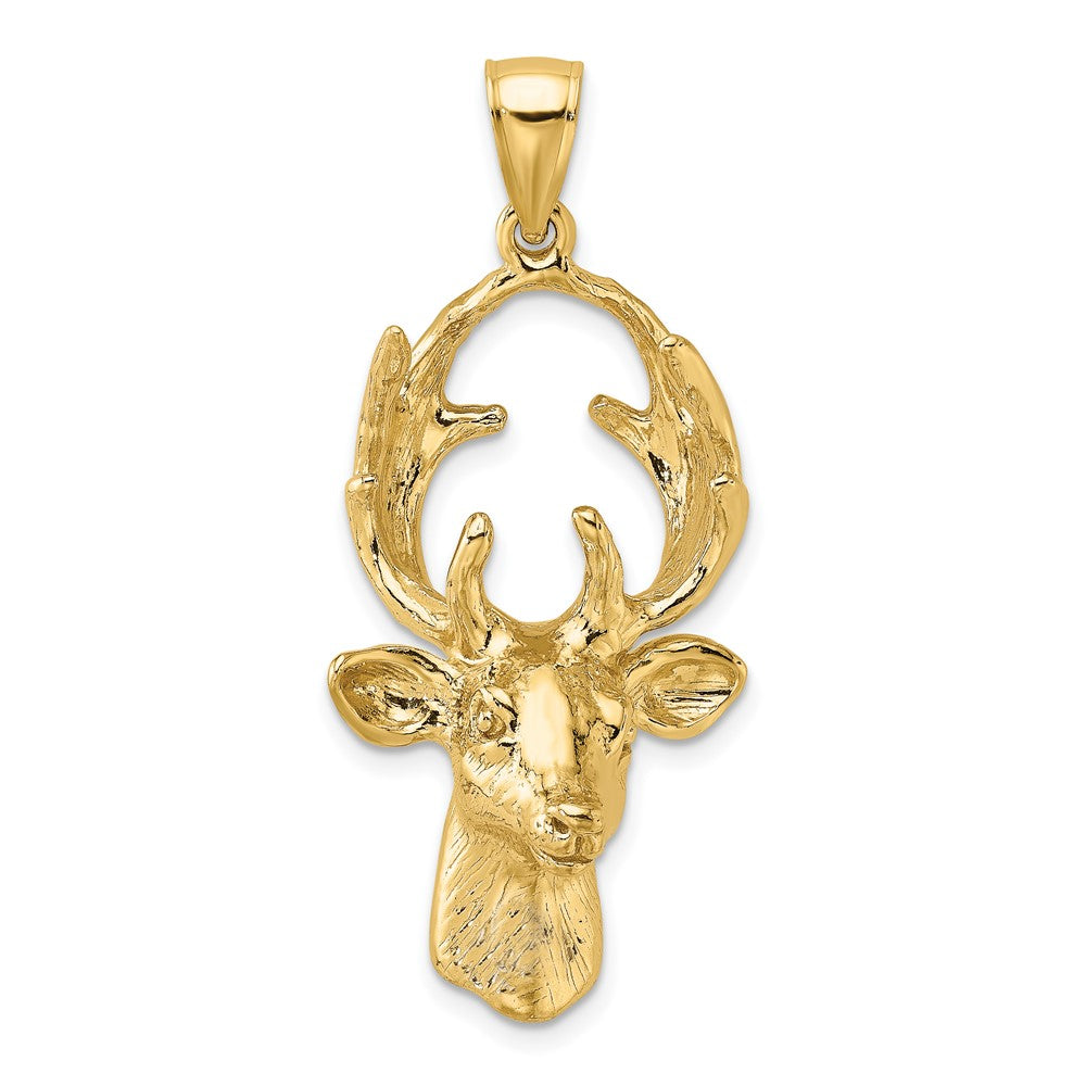 10k Yellow Gold 18.4 mm 3-D Deer Head Charm (8.93 grams)