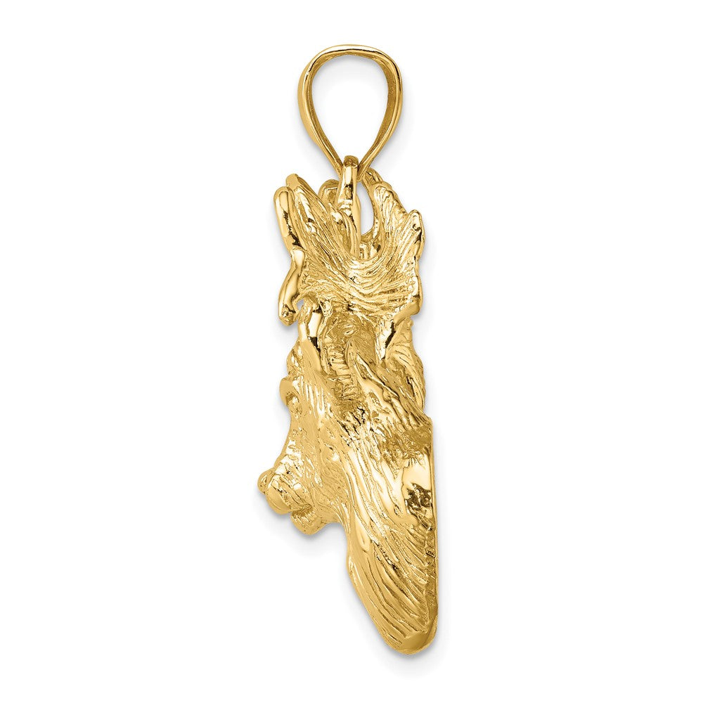 10k Yellow Gold 22.4 mm 2-D Textured Deer Head Charm (8.7 grams)