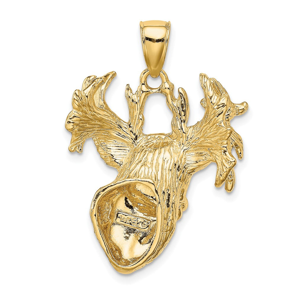 10k Yellow Gold 22.4 mm 2-D Textured Deer Head Charm (8.7 grams)