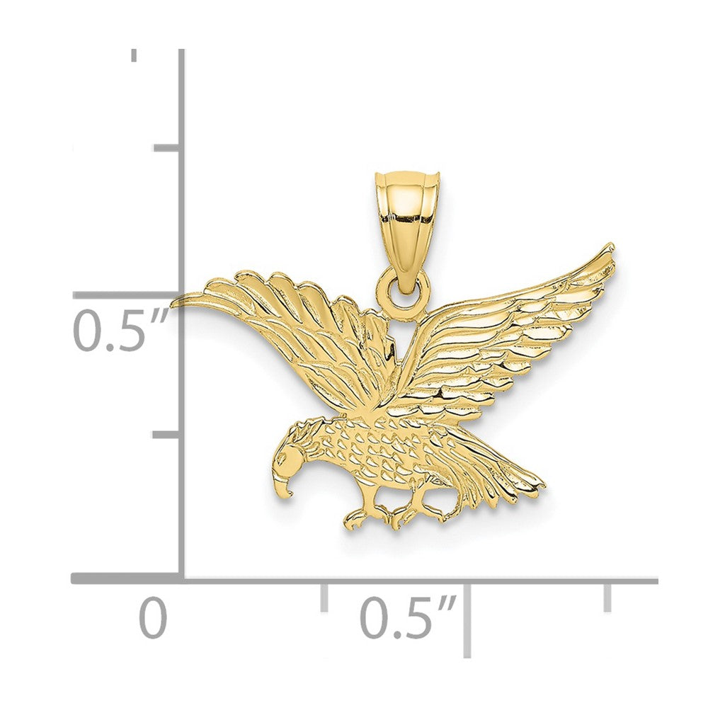 10k Yellow Gold 20.9 mm Flat Engraved Eagle Charm (0.74 grams)