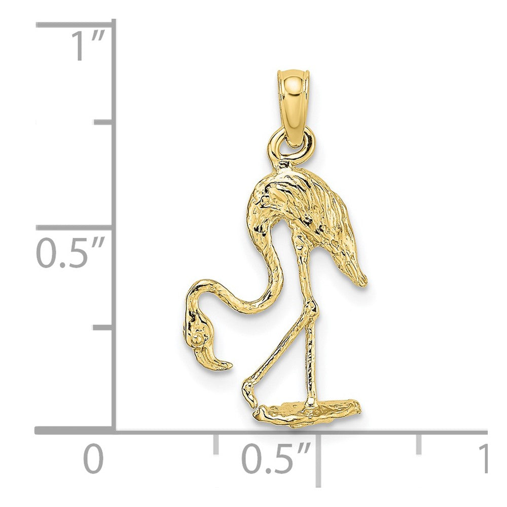 10k Yellow Gold 12.5 mm 3-D Textured Flamingo Charm (1.18 grams)