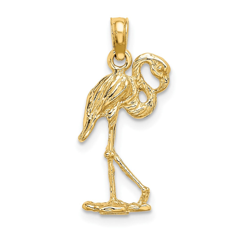 10k Yellow Gold 12.5 mm 3-D Flamingo w/ Head Up Charm (1.23 grams)