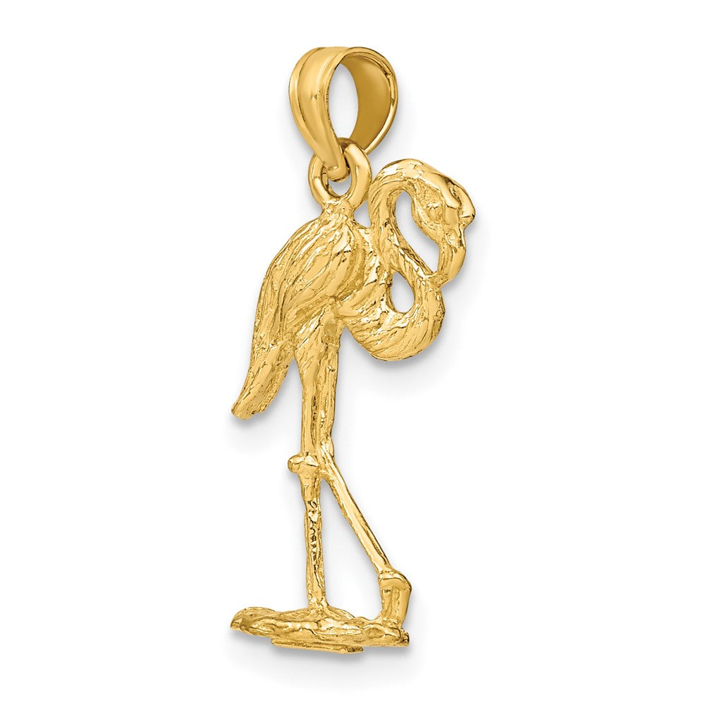 10k Yellow Gold 12.5 mm 3-D Flamingo w/ Head Up Charm (1.23 grams)