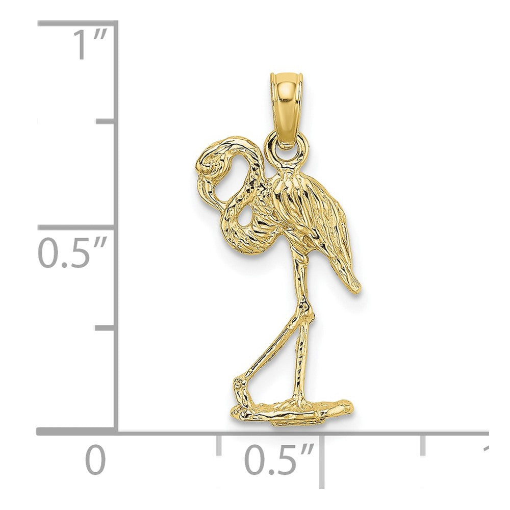 10k Yellow Gold 12.5 mm 3-D Flamingo w/ Head Up Charm (1.23 grams)