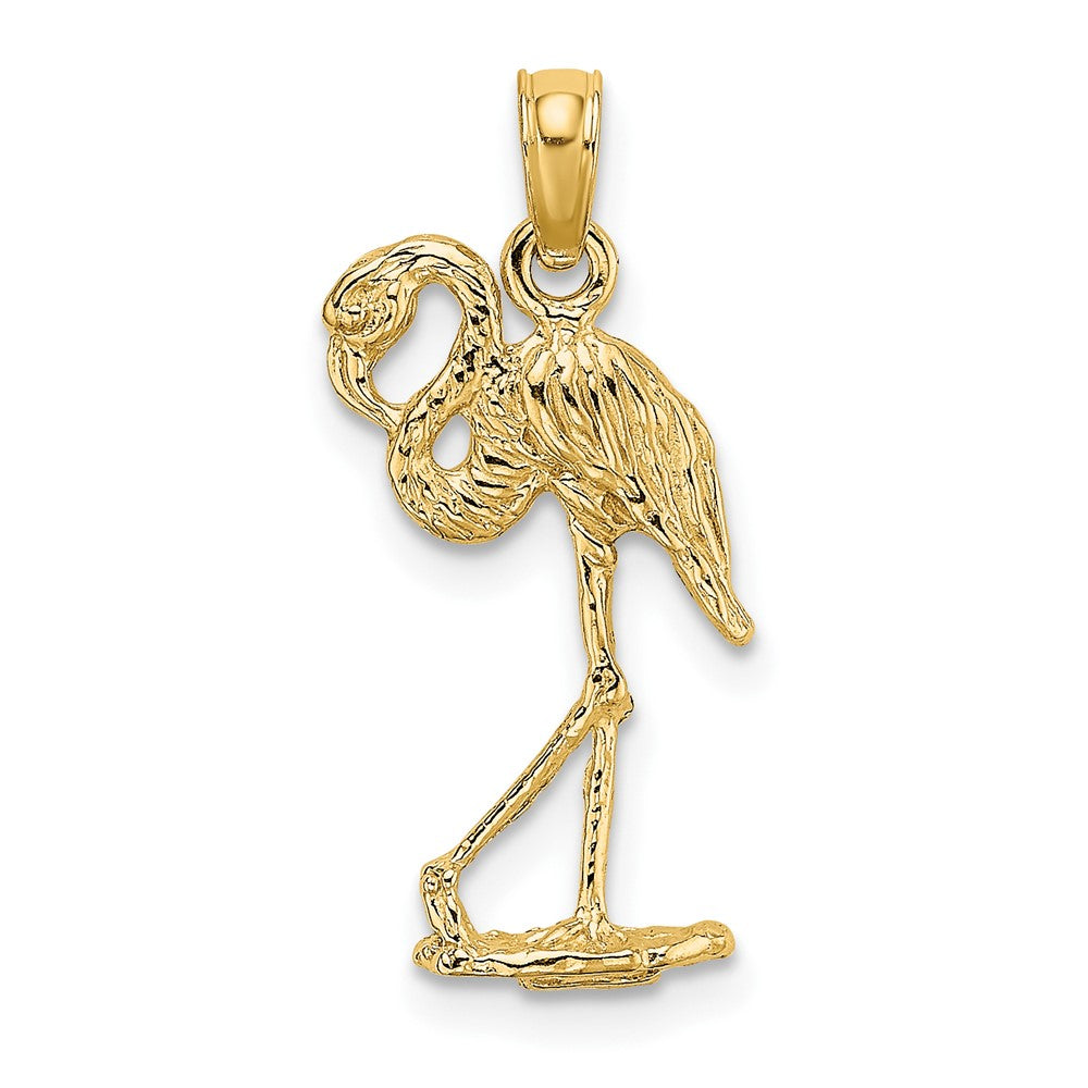 10k Yellow Gold 12.5 mm 3-D Flamingo w/ Head Up Charm (1.23 grams)