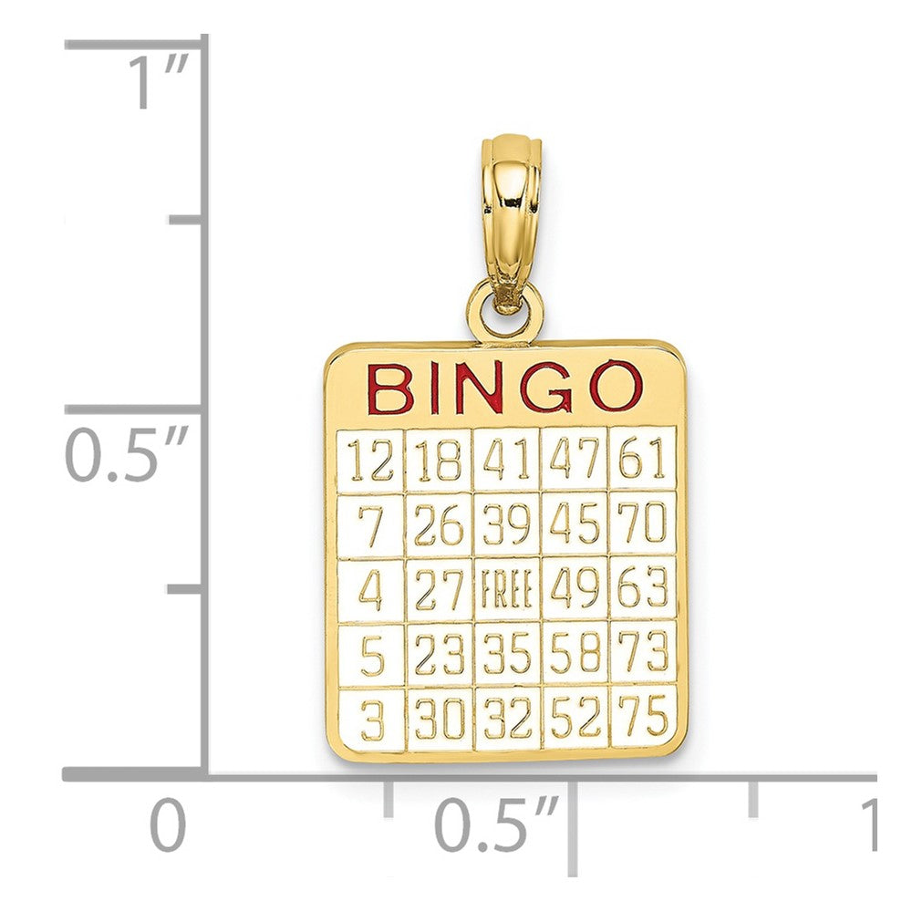 10k Yellow Gold 13.02 mm w/ Enamel Bingo Card Charm (1.36 grams)